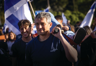 יועז הנדל בהפגנה של המילואימניקים (צילום: חיים גולדברג, פלאש 90)