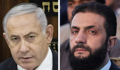 אחמד א-שרע (אל ג'ולאני), בנימין נתניהו (צילום: הדס פרוש, פלאש 90,REUTERS/Zorana Jevtic)