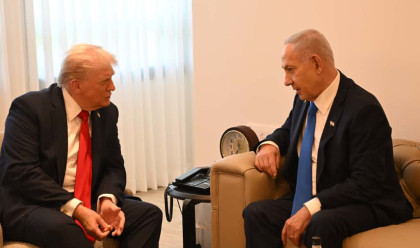 בנימין נתניהו ודונלד טראמפ בכנסת (צילום: אבי אוחיון, לע"מ)