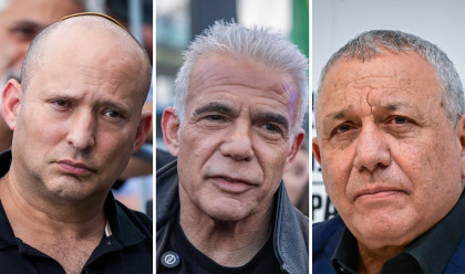 גדי איזנקוט, יאיר לפיד, נפתלי בנט (צילום: פלאש 90)