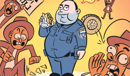 המשטרה והחרדים המפגינים (צילום: איור: איציק סמוכה)