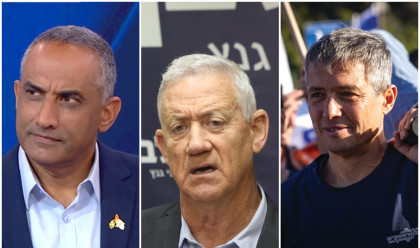 יועז הנדל, בני גנץ, דדי שמחי (צילום: חיים גולדברג, פלאש 90,מרק ישראל סלם,צילום מסך ערוץ 12)