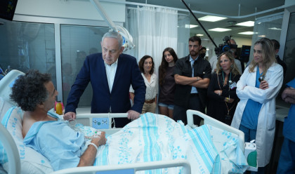 בנימין נתניהו בביקור פצועי צה"ל בבית החולים רמב"ם (צילום: קובי גדעון/לע"מ)