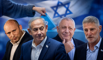 יאיר גולן, גדי איזנקוט, בנימין נתניהו ונפתלי בנט (צילום: יונתן זינדל,מרים אלסטר,צפריר אביוב, פלאש 90,אוליבייה פיטוסי,פלאש 90)