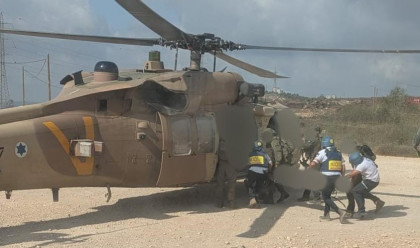הפיגוע בחוות גלעד, המסוק שפינה את הפצועים (צילום: תיעוד מבצעי מד"א)