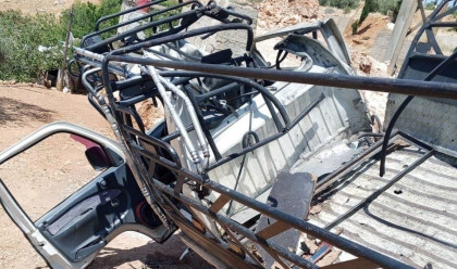 תקיפת משאית סמוך לדמשק (צילום: רשתות ערביות)