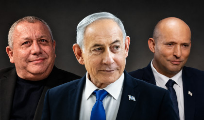 נפתלי בנט, גדי איזנקוט, בנימין נתניהו (צילום: פלאש 90,צילום מסך ערוץ 12)