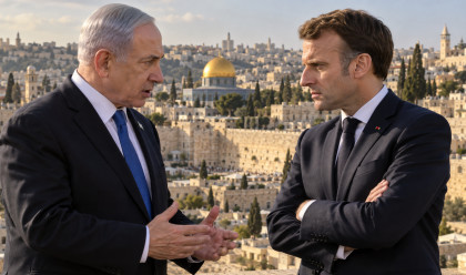 עמנואל מקרון ובנימין נתניהו (צילום: איור: מעריב אונליין)