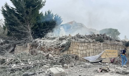 תקיפה בכפר תיבנית בדרום לבנון (צילום: רשתות ערביות, שימוש לפי סעיף 27 א')