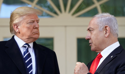 דונלד טראמפ, בנימין נתניהו (צילום: REUTERS/Kevin Lamarque)