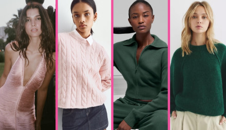 מימין לשמאל: סריג של פול אנד בר, ג׳קט של אלו יוגה, סריג של ברשקה ושמלה של זארה (צילום: אתר רשמי)