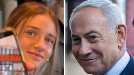 בנימין נתניהו ועובדת בית הקפה (צילום: מימין לשמאל: חיים גולדברג, צילום מסך מתוך X)