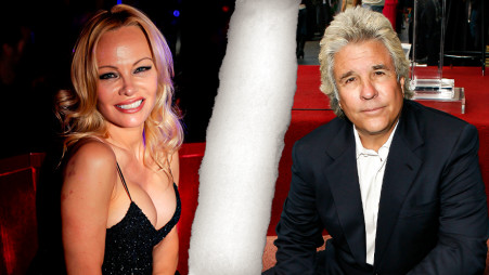 ג'ון פיטרס, פמלה אנדרסון (צילום: Vince Bucci/Getty images,Getty Images/GEOFFROY VAN DER HASSELT)