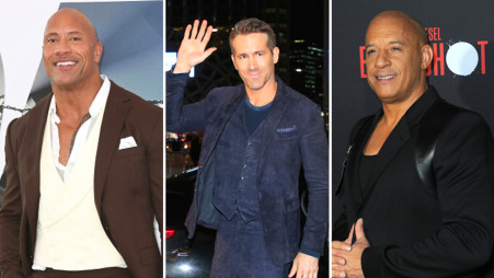 וין דיזל, ראיין ריינולדס, דה רוק (צילום: jean gabriel auber,Jon Kopaloff/Getty images,Albert L Ortega/Getty images,Jean chung/Getty images)