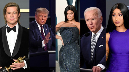 קארדי בי, ג'ו ביידן, קיילי ג'נר, דונאלד טראמפ, בראד פיט (צילום: Steve Granitz / gettyimages, Scott Olson gettyimages, Karwai Tang gettyimages, Dia Dipasupil gettyimages)