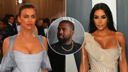 קים קרדשיאן, קניה ווסט, אירינה שייק (צילום: JEAN-BAPTISTE LACROIX/AFP via Getty Images,ANGELA WEISS/AFP via Getty Images,רויטרס)