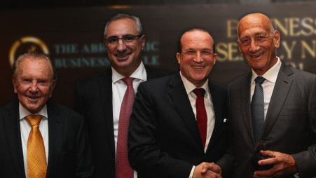 אהוד אולמרט, ד"ר רפאל נגל, איתן נאה, מוריס קאהן (צילום: מארק ישראל סלם)