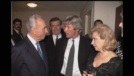 קולט אביטל ושמעון פרס, בפגישה עם השחקן ריצ'רד גיר (צילום: יעקב סער, לע"מ)