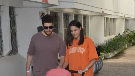 לוסי איוב, בעלה והתינוקת הטרייה (צילום: צ'ינו)