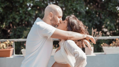 מאי שכטר ומשה יחזקאל בצילומי הריון  (צילום: שירן כפיר)