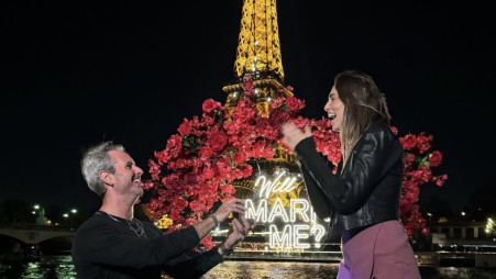  הצעת נישואין רומנטית בפריז. מריאנה דייץ ולאור אלה הרץ (צילום: צילום מסך מתוך אינסטגרם)