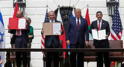 טקס חתימת הסכם השלום בוושינגטון (צילום: רויטרס)