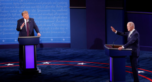 העימות הראשון של טראמפ וביידן  (צילום: רויטרס)