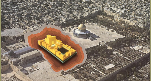 מיקומו המדוייק של בית המקדש על פי האדריכל טוביה שגיב (צילום: טוביה שגיב)