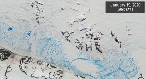מדפי קרח באנטרטיקה אחרי 2020 (צילום: NASA)