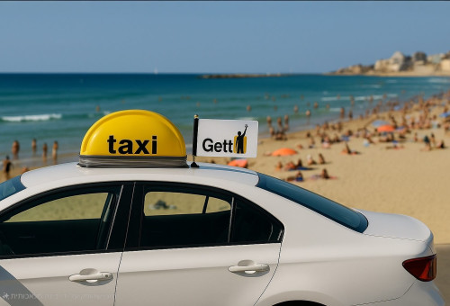 מונית Gett בחוף (צילום: בינה מלאכותית)