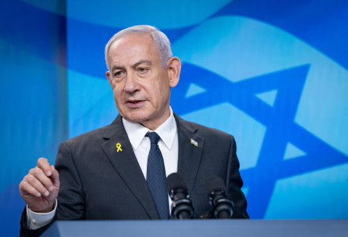 בנימין נתניהו, בהצהרה המשותפת עם מרקו רוביו (צילום:  חיים גולדברג, פלאש 90)