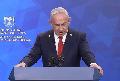 בנימין נתניהו במסיבת העיתונאים (צילום: צילום מסך)