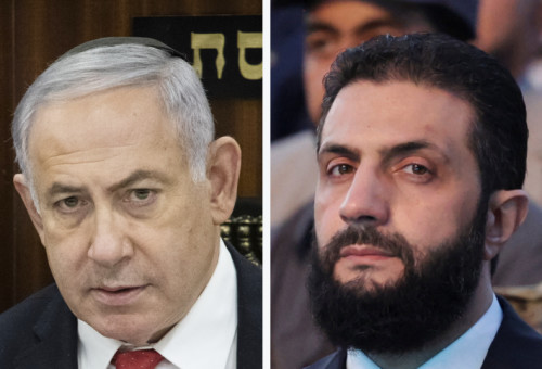 אחמד א-שרע (אל ג'ולאני), בנימין נתניהו (צילום: הדס פרוש, פלאש 90,REUTERS/Zorana Jevtic)