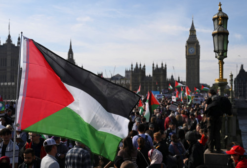 הפגנה פרו-פלסטינית בלונדון, בריטניה (צילום: REUTERS/Jaimi Joy)