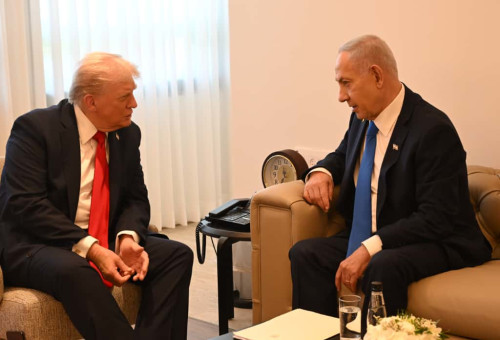 נתניהו וטראמפ במשכן הכנסת  (צילום: אבי אוחיון לעמ)