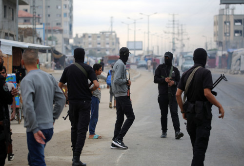 מחבלי חמאס (צילום: EYAD BABA/AFP via Getty Images)