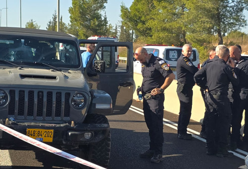 אירוע הירי בכביש 443 (צילום: אלון חכמון)