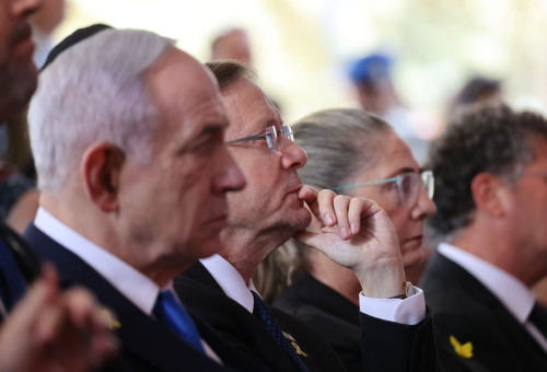 נתניהו והרצוג בטקס הממלכתי (צילום: פול אלכס קולומויסקי)