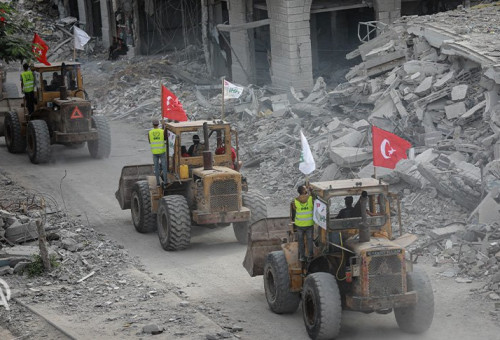 כלים הנדסיים של טורקיה בתוך רצועת עזה , שיקום הרצועה (צילום: סוכנות הידיעות הטורקית "אנאדולו")