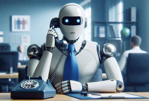 רובוט בשיחת טלפון (צילום: AI)