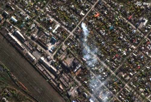 תמונת לווין של העיר פוקרובסק (צילום: Satellite image ©2025 Vantor/Handout via REUTERS)