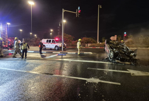 זירת התאונה בכביש 40 (צילום: תיעוד מבצעי מד"א)