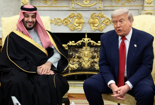 דונלד טראמפ, מוחמד בן סלמאן (צילום: REUTERS/Evelyn Hockstein)