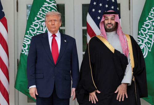 מוחמד בן סלמאן, דונלד טראמפ (צילום: REUTERS/Jessica Koscielniak)