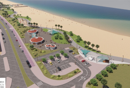 הדמיית השיפוץ למתחם חוף "כאן" בחיפה (צילום: אופיר זאבי אדריכלים)