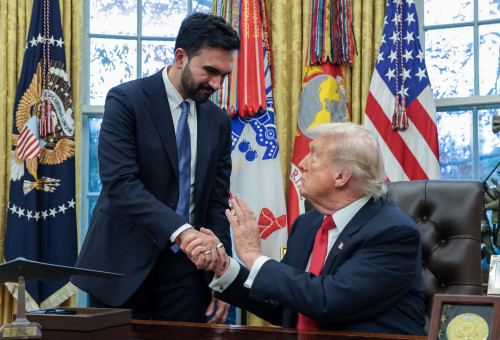 זוהרן ממדאני ודונלד טראמפ (צילום: REUTERS/Jonathan Ernst)