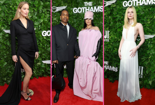 מימין לשמאל: אל פנינג, ריאנה ואייסאפ רוקי, ג׳ניפר לורנס (צילום: Michael Loccisano/Getty Images,Mike Coppola/Getty Images for The Gotham Film & Media Institute ,Jason Mendez/Getty Images for FIJI Water)