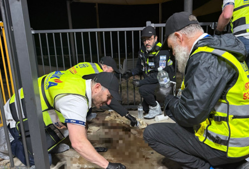 מתנדבי זק"א בזירת הפיגוע בסידני אוסטרליה (צילום: דוברות זק"א)