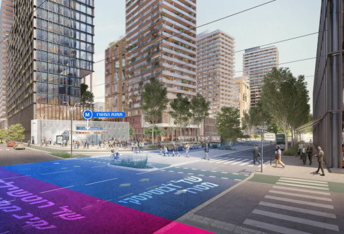 תחנת המטרו מתחם העירייה בפתח תקווה (צילום: הדמייה דרמן ורבקל אדריכלות)