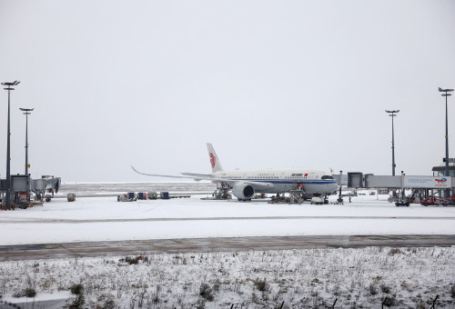 שדה התעופה בפריז מכוסה בשלג (צילום: רויטרס)
